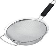Kafoor 9" Large Fine Mesh Strainer with Thermo Plastic Rubber Handle - Sieve Fine Mesh Stainless Steel - Ideal to Strain Pasta, Quinoa and Rice.