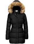 WenVen Women's Winter Thicken Puffer Coat with Fur Removable Hood (Black-3,2XL)