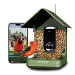 Camojojo Bird Feeder with Camera of 32MP Photo & 4K Video, Smart Bird Feeder with AI Identify, 10000mAh Built-in Battery, Full-Color Night View, 32 SD, IP66, 2.4G/5G Dual WiFi Wireless, Live Function