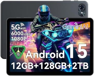 Tablet 10 Inch,Android 15 Tablet,GEMINI AI 2.0 Android tablets|12GB RAM+128GB ROM(TF 2TB)|5G WiFi|120Hz|6000mAh Fast Charging|1080P HD|Bluetooth 5.0|Smart Lens|GPS|2-Year Warranty-Grey