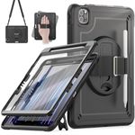 Timecity Fit for iPad Air 5th/iPad Pro 11 (4th/3rd/2nd)/iPad Air 4th Generation, Full-Body Drop Protection Case with 360° Rotate Hand Strap/Stand Screen Protector Pen Holder for iPad 10.9/11(Black)