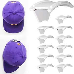 ETOWIFA 12 Pack Hat Organizer Rack for Baseball Caps, Adhesive Hat Holder Floating Display for Wall, Over The Door and Closet, No-Drilling Room Organization & Decor Hook Accessories