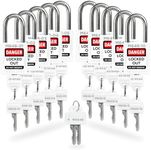 TRADESAFE Lockout Tagout Locks Set with Master Keys - 10 White Loto Locks, Keyed Different Lock Out Tag Out Padlocks, 2 Keys Per Lockout Padlock