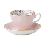 Royal Albert Modern Vintage ROSCON26135 Teacup & Saucer, 2 Piece Set Rose Confetti, Bone China, Pink