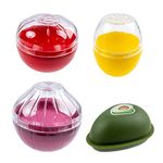 4 Piece Fruit and Vegetable Storage Containers for Fridge, Avocado Lemon Tomato and Onion Keeper/Saver/Holder/Keeper