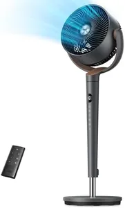 Dreo Fan for Bedroom, 120° Oscillating Standing Fans, Quiet Floor Fan with DC Motor, 85ft Pedestal Fans for Room, 8 Speeds, 3 modes, 20dB, 120° Manual Vertical, 35-40" Adjustable Height, 8H Timer