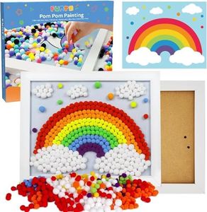 Funto Rainbow Painting Art Kit - 1100+ Pom Poms, Canvas and Sturdy Frame for Home Decor, Artistic Crafts for Kids