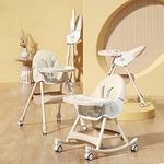 StarAndDaisy Baby High Chair With Upgrated Portable Rocking Feature,Comfortable Seat,Five Point Safety Belt / Kids Dinning Chair For 6 Months To 5 Years Girls & Boys (Light Yellow)