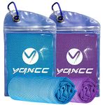 YQXCC 2 Pack Cooling Towel (120x30 cm) Ice Towel for Neck, Microfibre Cool Towel, Soft Breathable Chilly Towel for Yoga, Golf, Gym, Camping, Running, Workout & More Activities