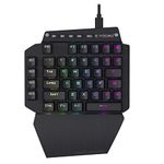 K-700 One Handed Mechanical Gaming Keyboard with RGB Led Backlit, Black switches, Macro Keys, Detachable Palm Rest, USB C Cable, 44-Key for LOL/Wow/Dota 2 / PUBG/CF