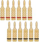 WGGE WG-3333 24k Gold Plated Speaker Banana Plugs-Closed Screw Type (6 Pairs (12 Plugs))