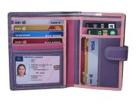 STARHIDE Womens RFID Blocking Compact Soft Leather Multi Coloured Purse With Zip Around Coin Pouch 5535 (Purple Multi)