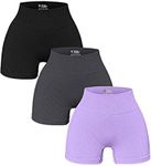 OQQ Women's 3 Piece Yoga Shorts Rib