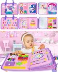 Busy Board for Toddlers 8 in 1 Montessori Toys for 2-4 Year Old Girl and Boy Birthday Gift Preschool Learning Activities with Life Skill, Alphabet, Number, Puzzles, Toddler Travel Toys