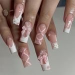 24pcs Medium Square False Nails Fre