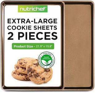NutriChef 2-Piece Nonstick XL Cookie Sheets for Baking - 22" x 16" Extra Large Carbon Steel Oven Baking Trays - Non Stick Coating, Stackable Baking Pans, NCLGBP28