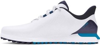 Under Armour Men's Drive Fade Spikeless Golf Shoe, (101) White/Capri/Midnight Navy, 13