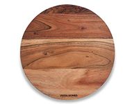 Vesta Homes Wooden Round Chopping Board/Cutting Board/Serving Board, Plate for Pizza, Vegetables, Fruits and Cheese | Natural Acacia Wood | 29.5 x 29.5 x 1.5 cm | Handcrafted | Made in India