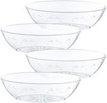 PLASTICPRO Disposable Oval Serving Bowls, Party Snack or Salad Bowl, 64-Ounce, Plastic Crystal Clear Pack of 8