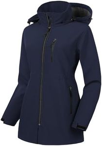 CREATMO US Plus Size Long Rain Coats For Women Womens Spring Jackets Wind Softshell Jacket Women's Waterproof Lightweight Sport Coat With Hooded Hiking Travel Outdoor Navy 4X