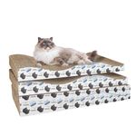 OMATSBEH 4 Pack Cat Scratcher Pad Cat Scratch Board Cat Cardboard Scratcher Nest Sleeping Cat Scratcher Cardboard for Indoor Cats (4 Pack Grey Cat)