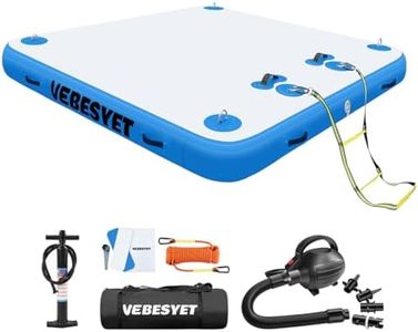 VEBESYET Inflatable Floating Dock Platform with Electric Pump, 6 Inch Thick Multi-Person Floating Island Raft for Beach Lake Boating Ocean