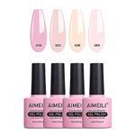 AIMEILI Gel Nail Polishes Nude Gel Polish Set Soak Off UV LED Nail Salon Set Gel Varnish Manicure Set - Long Lasting & Easy to Apply 4pcs X 10ml - Kit17