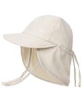 FURTALK Toddler Sun Hats Baby Girls Boys Summer Beach Hat Quick-Dry UPF 50+ Adjustable Kids Swim Hat with Neck Flap Beige