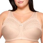 Glamorise Women's Full Figure MagicLift Comfort Bra with Posture Back #1064 Full Cup Full Coverage Bra, Beige (Café 211), 50DD (Manufacturer Size: 115E)