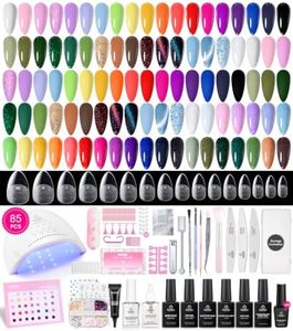 beetles 85 Pcs Gel Nail Polish Kit with UV Light - 35 Colors Gel Polish Set Travel Diary All in One Manicure Kit with Nails Tips and Base Top Coat Soak Off Home DIY Salon Gifts for Women Teens Girls