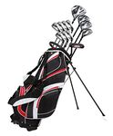 Precise S7 Tall Men’s (6'1" to 6'4") Right Handed Complete Golf Club Set, Include 460cc Driver, 3 Wood, 5 Wood, 24* Hybrid, 5-9 PW Irons, Sand Wedge, Putter, Deluxe Stand Bag & 4 Headcovers, Black/Red