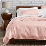 Bare Home 100% Organic Cotton King/California King Duvet Cover Set - Crisp Percale Weave - Lightweight & Breathable - Cooling Duvet Cover Set (King/Cal King, Dusty Pink)