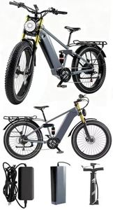 Rexhan 26” Electric Bike, 26 Inch E Hybrid Bike, 48V 20AH Removable Battery, Powerful Motor, Throttle, Dual Suspension, Hydraulic Brakes, 60-80 KM Range, Aluminium Frame, Cruise Control, Headlight