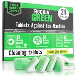 Rockin' Green Washing Machine Cleaning Tablets, Dish Washer Cleaner Tablets, and Garbage Disposal Cleaner Tablets (24 Pack) - Deep Cleaner and Deodorizer - Removes Odor and Residue (4 Month Supply)