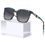 CARFIA Big Polarized Sunglasses for Women Handmade Acetate Frame Retro Fashion Sun Glasses CA5505 Blue Tortoise