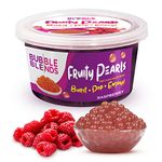 Bubble Blends Raspberry Popping Boba (450g), Fruit Juice-Filled Boba Pearls for Bubble Tea, Fat-Free