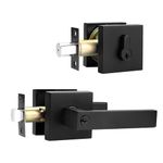 1 Set Probrico Entry Door Locks with Deadbolt Heavy Duty Black Door Handles with Single Cylinder Deadbolt Keyed Alike Knobs Black Door Handles with Lock and Same Key