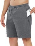 NORTHYARD Men's Athletic Running Shorts Cotton Casual Shorts with Zipper Pockets 7" Workout Gym Sweat Shorts Smoke Heather L