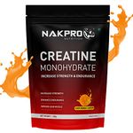 NAKPRO Micronised Creatine Monohydrate Powder 100g, Tangy Orange | 3g Creatine/Serving | Trustified Certified | Rapid Absorption Pre/Post Workout Supplement for Muscle Repair & Recovery