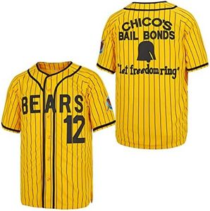 Movie Baseball Bad News Bears #12 Tanner Boyle Movie 1976 Chico’s Bail Bonds Baseball Jersey for Men S-XXXL, Yellow, 3X-Large