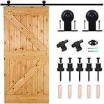 5.5FT/167cm Interior Sliding Barn Wood Door Hardware Closet Track Kit Single Door T Shape Hangers