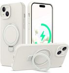 luolnh Compatible with Magnetic Case for iPhone 15,iPhone 15 Case with Stand Magnetic Ring Holder Shockproof Silicone Case for iPhone 15 6.1 inch-White