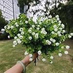 Laelfe Artificial Flowers Outdoor - Fake Roses Bushes, UV Resistant Plastic Flowers Faux Greenery Shrubs Plants for Indoor Outdoor Home Garden Window Boxes Porch Graves (6 Bundles, White, Silk)