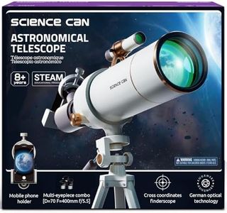 Science Can Telescope for Adults & Kids 70mm Aperture (16X-120X) High Powered Astronomy Telescope for Beginners with Adjustable Tripod and Phone Adapter Great Astronomical Gifts for Kids 8-12