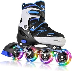 Kuxuan Adjustable Illuminating Inline Skates for Kids Ages 5-8 8-12, Fun Beginner Roller Skates Blades with Full Light Up Wheels, Outdoor Skates for Boys Girls Youth Adult