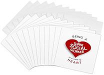 3dRose Greeting Cards, 6 x 6 Inches, Pack of 12, Being a Super Social Worker Is a Work of Heart (gc_183883_2)