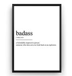 Magic Posters Badass Definition Print - College Poster Dorm Novelty Office Gift Sarcastic Presents Wall Art Motivation Quote Inspirational Typography Home Decor - Frame Not Included