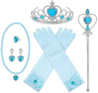 Princess Belle Rapunzel Elsa Costume Accessory Set Tiara Necklace Glove Wand - Ideal for Dress-up and Theme Parties