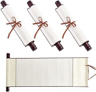 WEBEEDY 3 rollos de papel en blanco vintage en blanco para montaje en pared, pergaminos de seda china de caligrafía para escribir, dibujar, caligrafía (dorado)