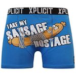 Novelty Mens Boys PG Designer Rude Boxer Shorts Trunks Funny [Love Missile - Grey,L]